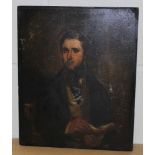 Mid-19th Century British School - Half Length Portrait of a Gentleman holding a Book, oil on