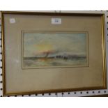 E. Tucker - Coastal View with Figures in a Rowing Boat, watercolour, signed, approx 12cm x 24.5cm,