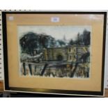 Christine Lowe - 'The Grand Bridge Blenheim', 20th Century watercolour and ink, signed recto, titled