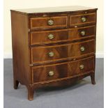 A 19th Century mahogany bowfront chest with crossbanded and line inlaid decoration, fitted with