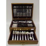 A plated part canteen of cutlery, comprising twelve table knives and forks, ten dessert knives,