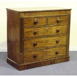 A George IV mahogany chest of two short and three long drawers, with an inlaid frieze and reeded