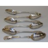 A set of six William IV silver Fiddle, Thread and Shell pattern tablespoons, London 1831 by John,