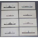 A collection of approximately 170 watercolours, Studies of Steamships in Profile, some captioned,