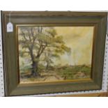 Dennis De Banks - Landscape Study, 20th Century oil on canvas-board, signed, approx 32cm x 43cm,