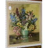 S.P.A. Atkinson - Study of Flowers, oil on canvas, signed, approx 59.5cm x 49cm.