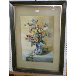 Webb - Summer Flowers in a Blue and White Jug, watercolour, signed in pencil approx 57cm x 40cm.