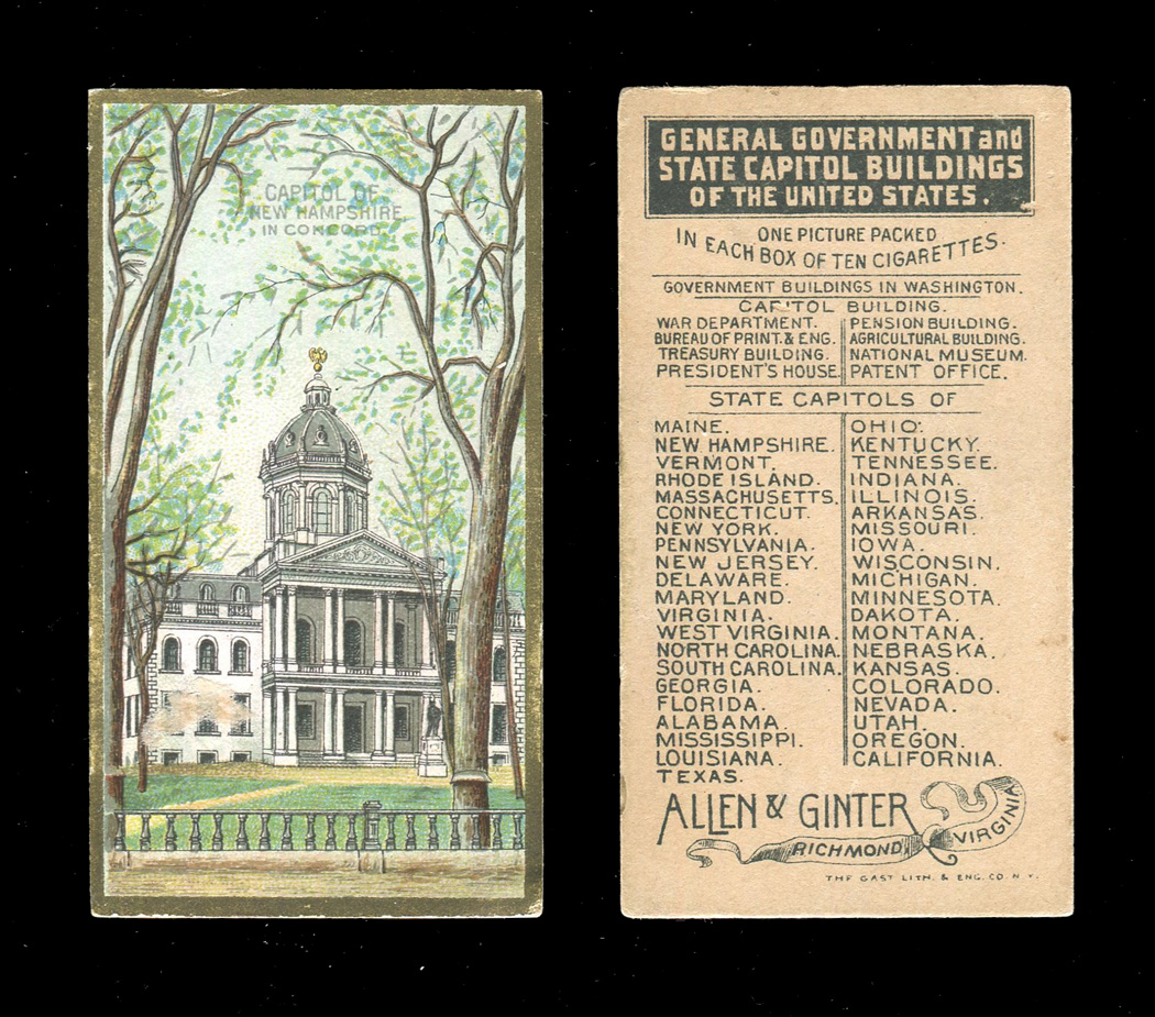 A collection of 49 Allen & Ginter `General Government and State Capitol Buildings of the United