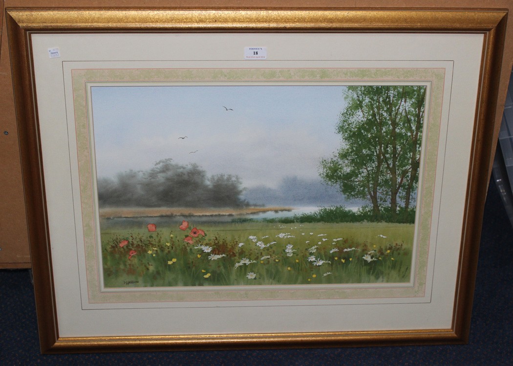 D. Haddow - View of a Field, 20th Century watercolour, signed, approx 39cm x 58cm, within a gilt