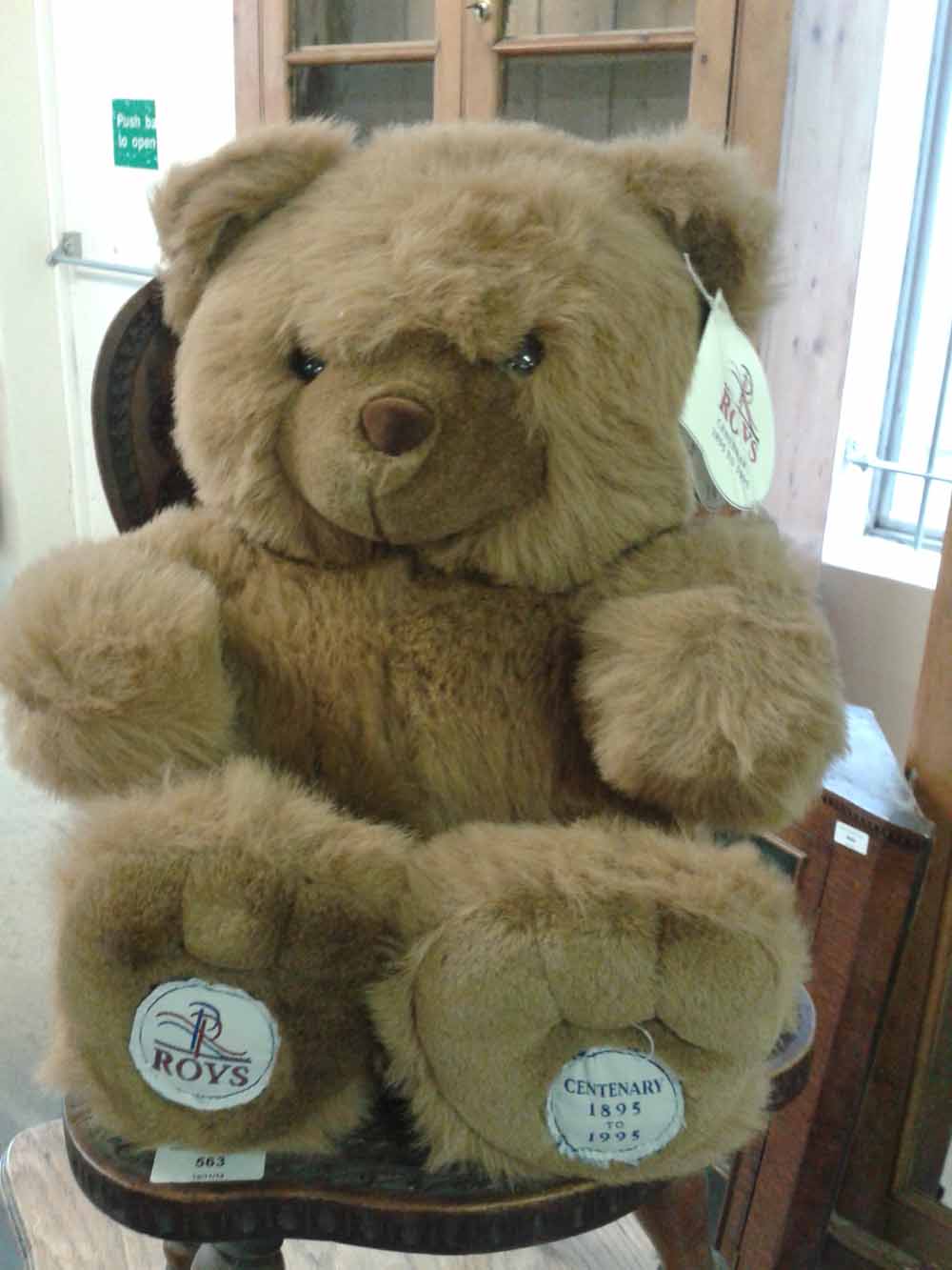 `Roy` - Roys of Wroxham centenary bear, 1995, limited edition no.1902 of 5000, 42cm tall.