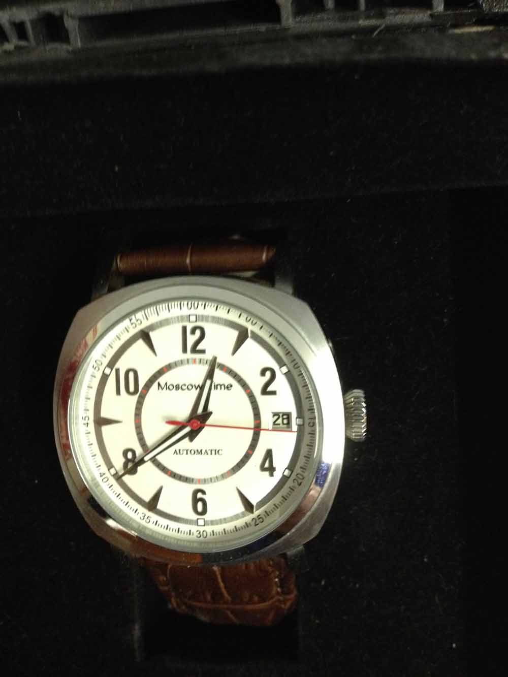 A boxed Moscow Time automatic gents watch with date window WB120584 - unused.