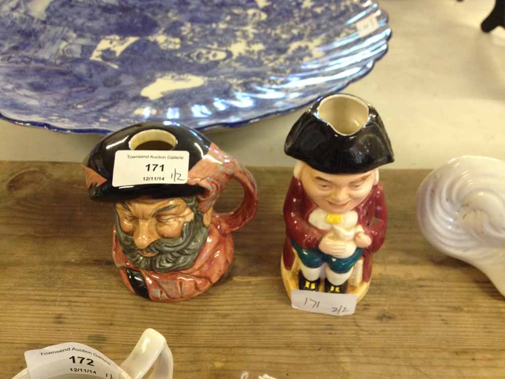 A Royal Doulton character Jug `Falstaff` D6385 with a small toby jug.