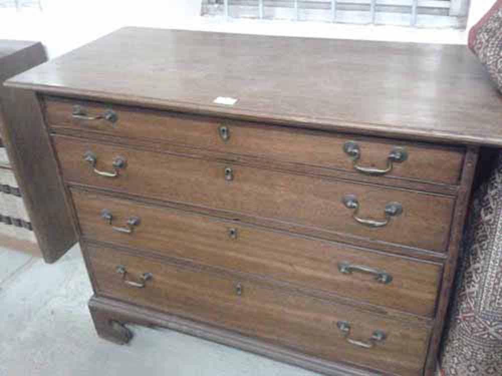 A Georgian 4 drawer oak chest, width 99cm x depth 46cm x height 82cm