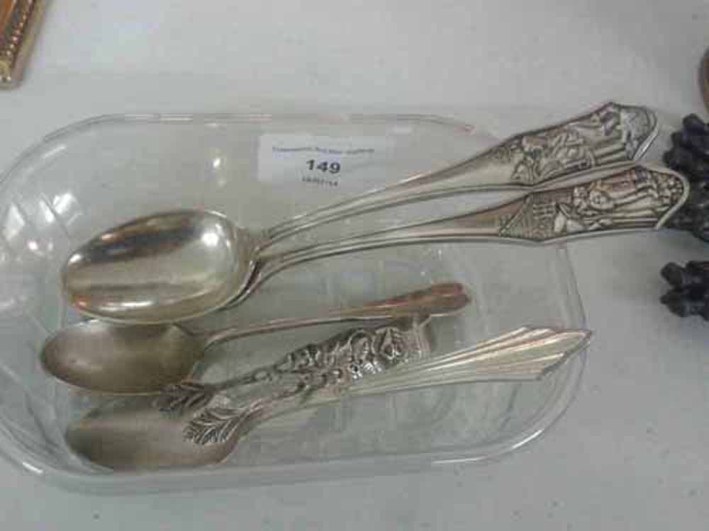 A quantity of Austrian silver plated spoons and other cutlery to include fairy tale examples