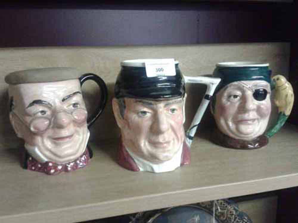 3 Lancaster Sandland character jugs - Pickwick, John Silver & John Peel