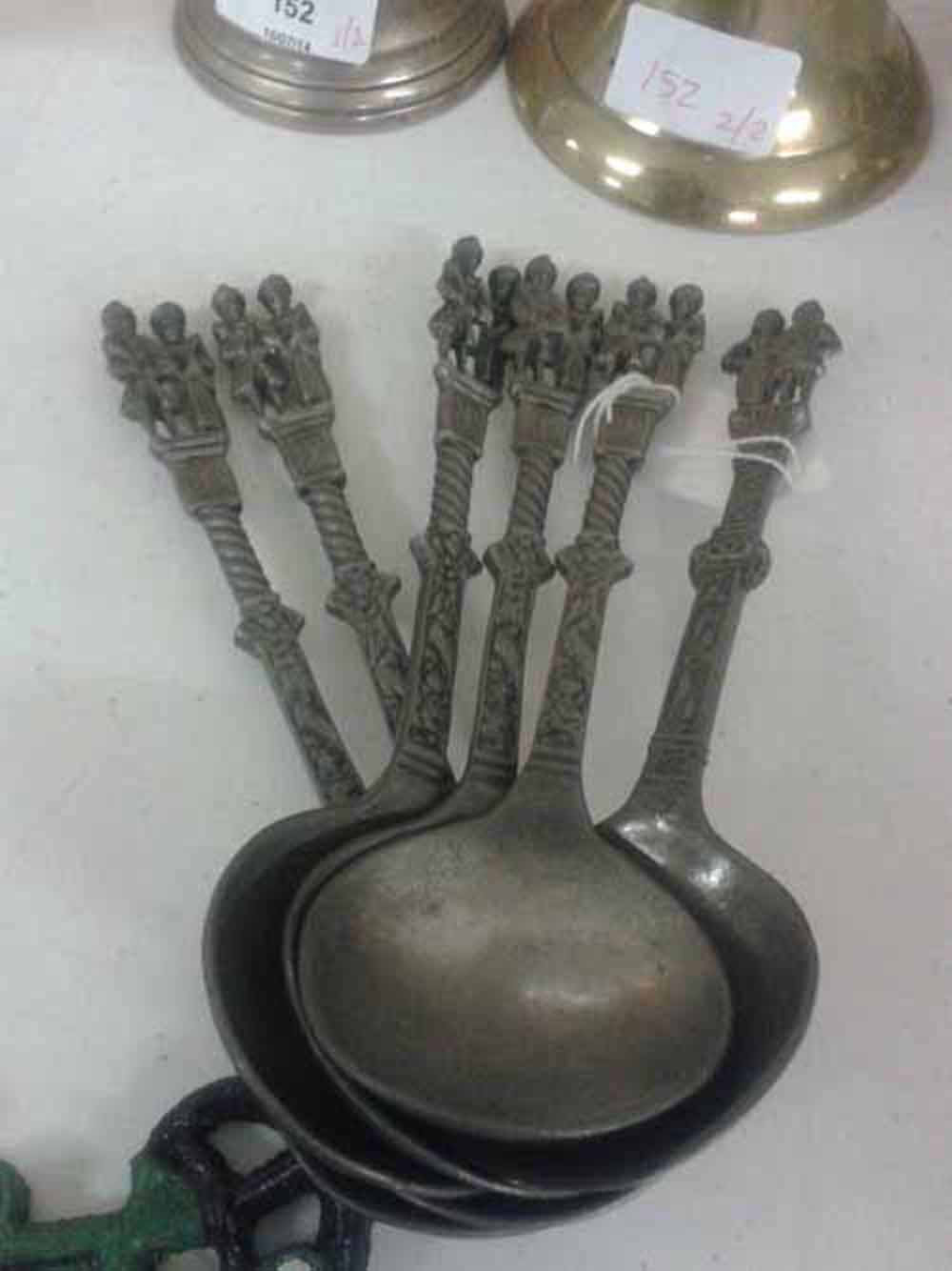 6 x 19th century Dutch pewter marriage spoons