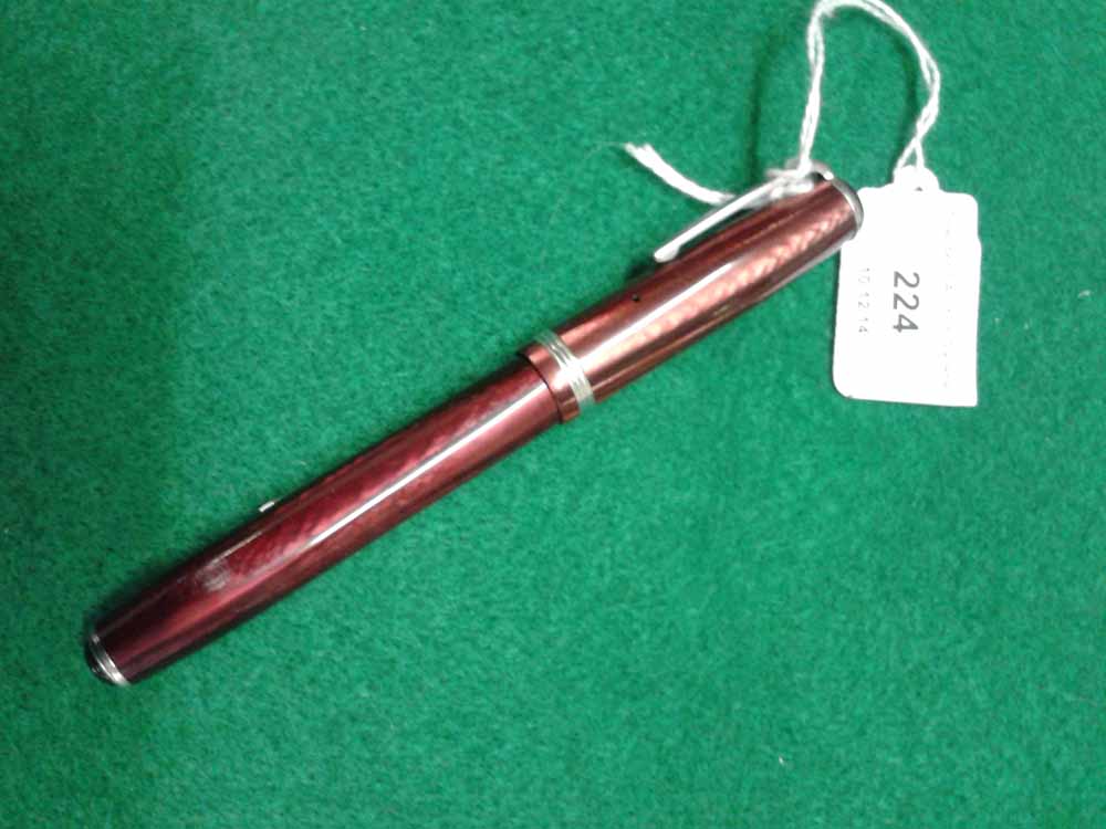 Esterbrook Model J fountain pen c1950s. Burgundy Pearl `Esterbrook` on clip, clear barrel imprint