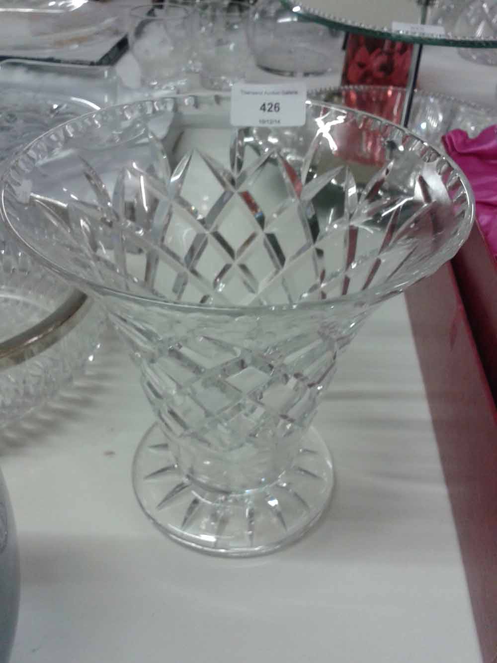 Cut lead crystal vase.