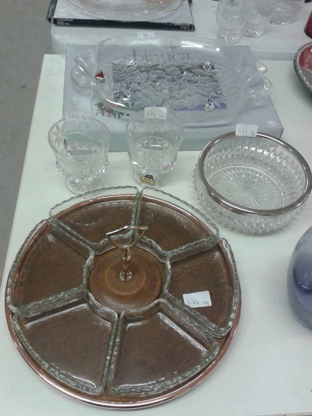 A quantity of glassware to include lazy susan Hors D`oeuvres tray.