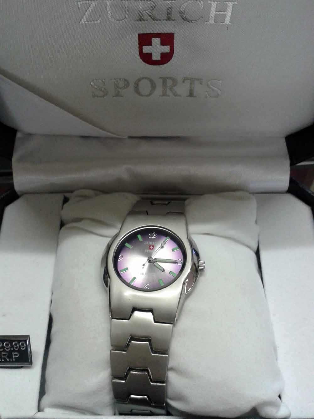 A boxed Zurich Sports quartz watch