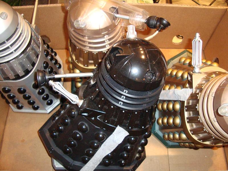 A group of modern radio control Dalek toys all with R/C transmitters.


Condition 3
Box condition