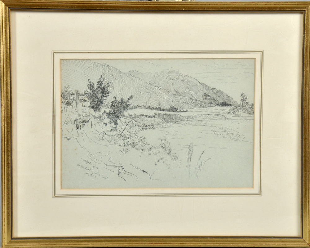 Robert Charles Goff 1837/1922 - Sandy Poole Lochy, Argylshire, pen and ink sketch, signed and