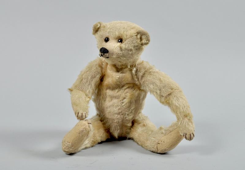 A Steiff teddy bear, circa 1907. This teddy was gifted by Emma Lady Rothchild to Thomas Wilkins,