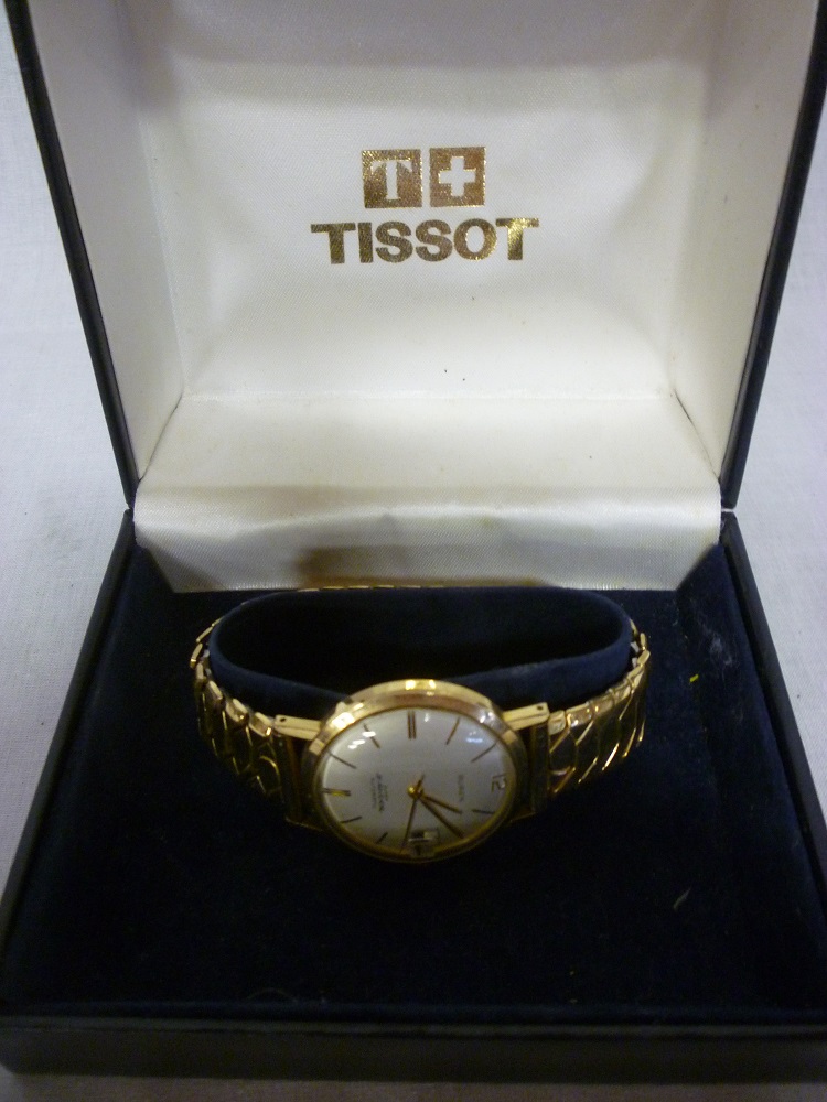A gentleman`s 9ct gold wristwatch by Buren with expanding strap