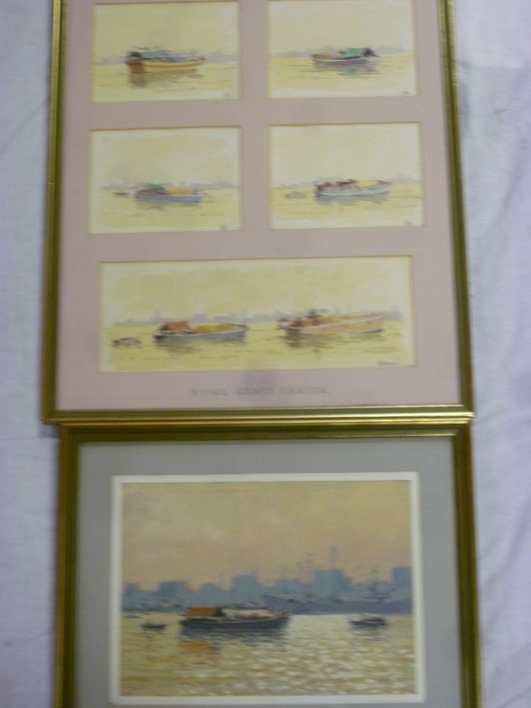 Peter H Brown-watercolours Five studies of ""River Craft, Canton"" signed, framed as one together