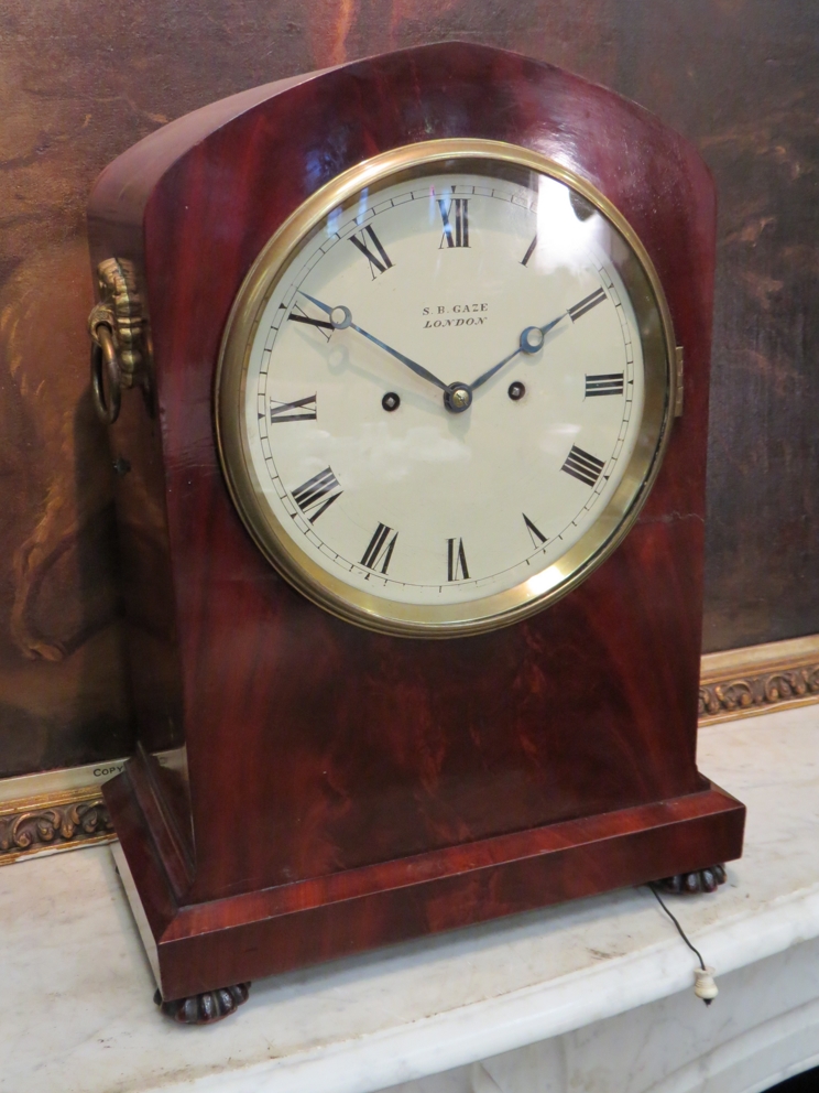 S B Gaze, London, est 1814-59, A Regency mahogany bracket clock with repeater mechanism, Roman