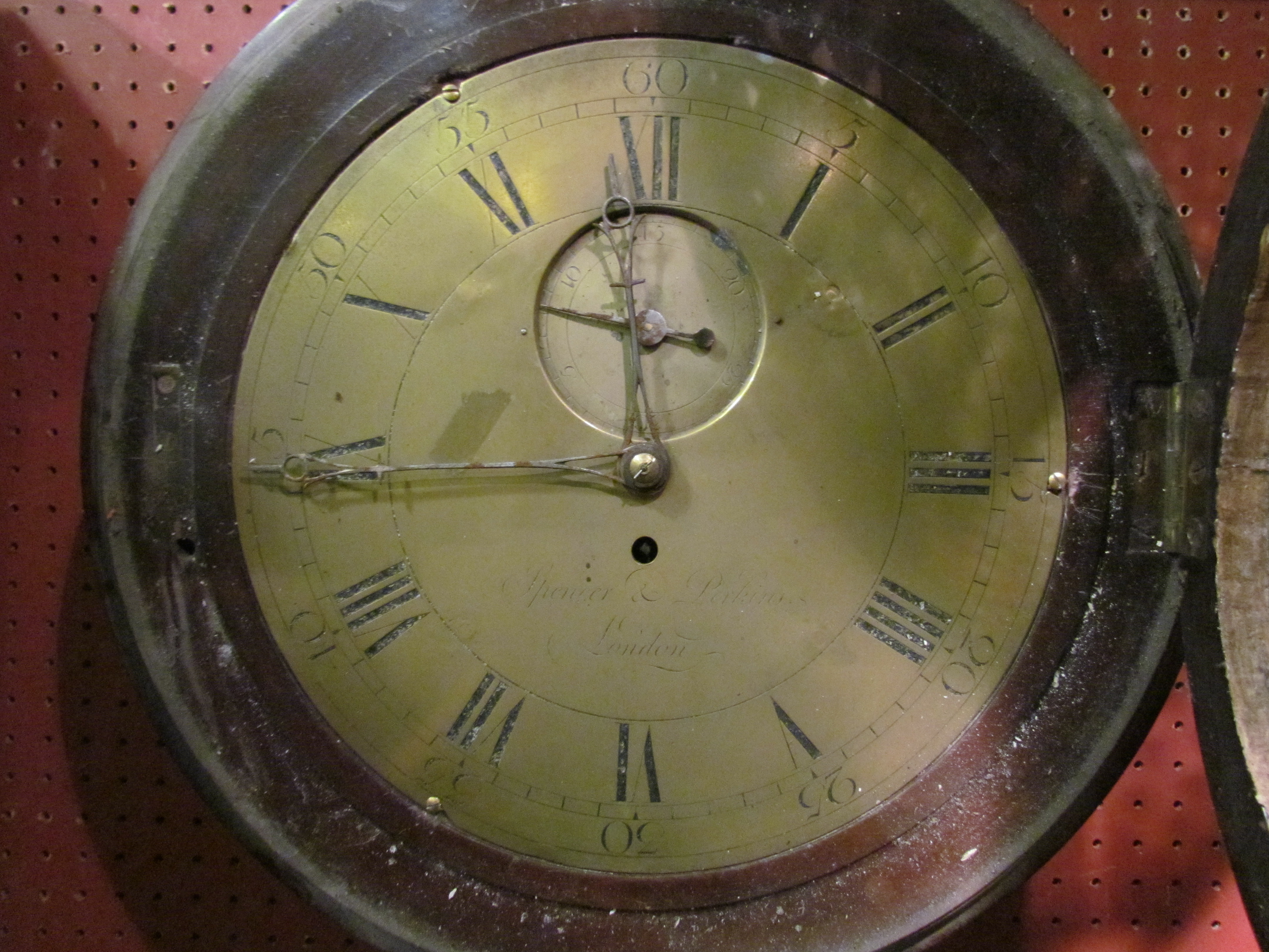 A late 18th/early 19th Century Spencer & Perkins, London single fusee dial clock, with brass 11" - Image 2 of 6