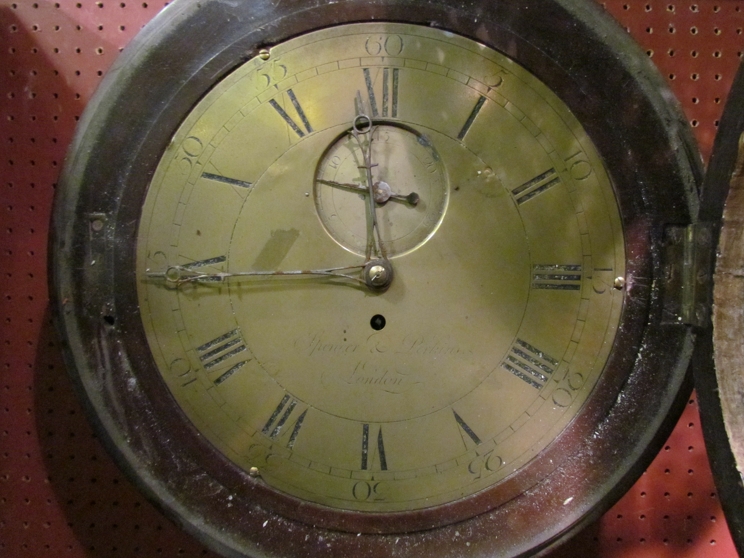 A late 18th/early 19th Century Spencer & Perkins, London single fusee dial clock, with brass 11" - Image 5 of 6