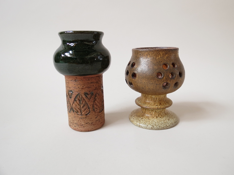 A Swedish Laholm vase, a Bruno Karlsson designed pot for Ego Stengods Studio (2)
