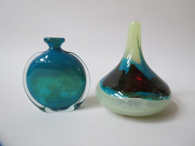 A Mdina tapering vase, 16 cm high and a small shouldered vase, 14 cm high