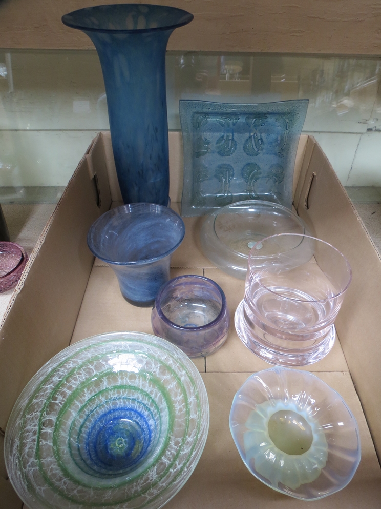 A small collection of glassware including Wedgwood and unmarked studio pieces