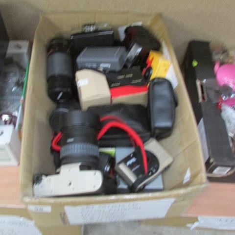 A box of assorted camera's