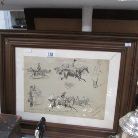 An early horse racing engraving 'Flowers plucked at Newmarket'