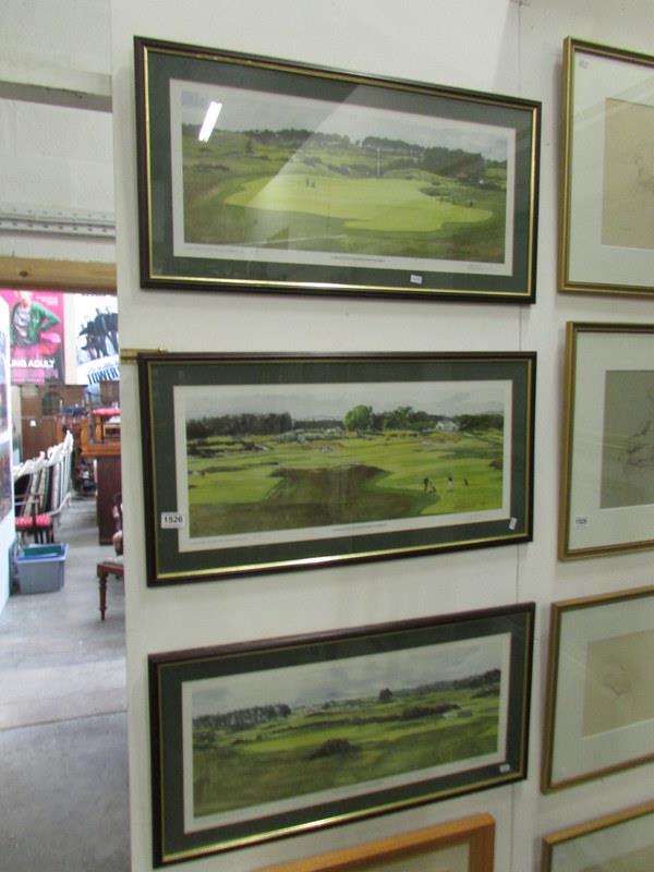 3 framed and glazed limited edition golfing prints all signed by the artist