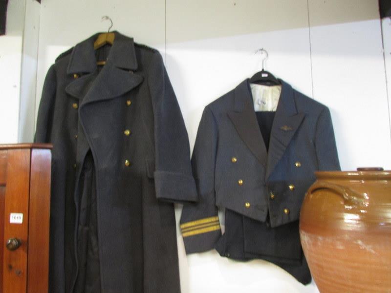 A squadron leader mess dress uniform by Gieves and an R.A.F. squadron leader great coat by Wm.