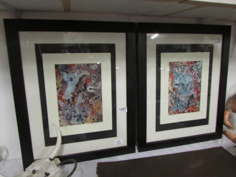 A pair of framed and glazed prints entitled 'The Australians' by Priscilla Parker