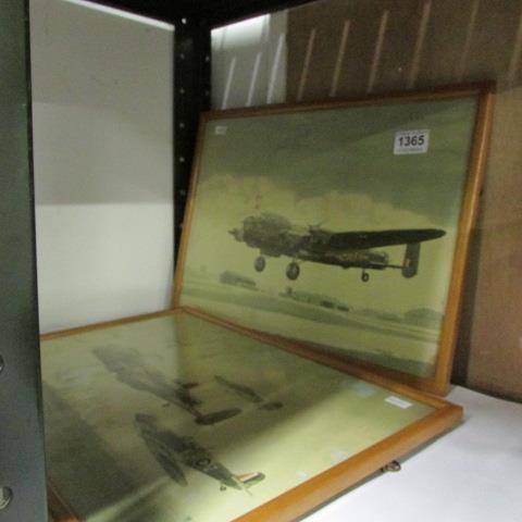 2 framed prints of Lancaster bombers by John Larder