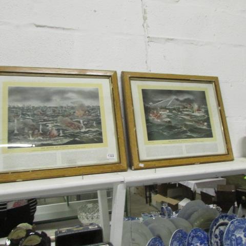 2 Battle of Jutland prints by Abrahams & Sons, passed by Chief Censor, Admiralty 29-8-16, one a/f