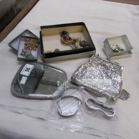 A mixed lot of costume jewellery, 2 ladies wrist watches and a mirror