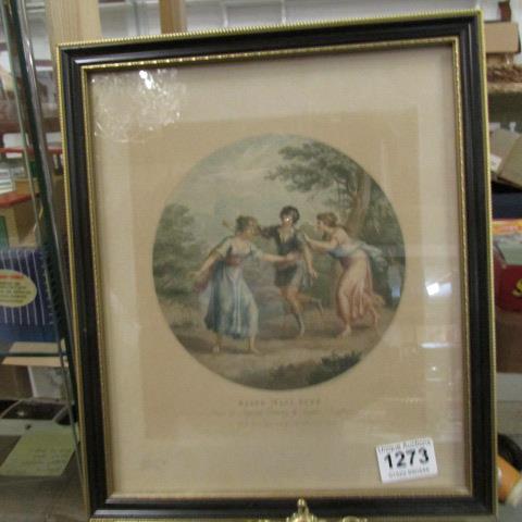 A framed and glazed engraving entitled 'Blind Man's Bluff', from the original by Angelica Kaufman