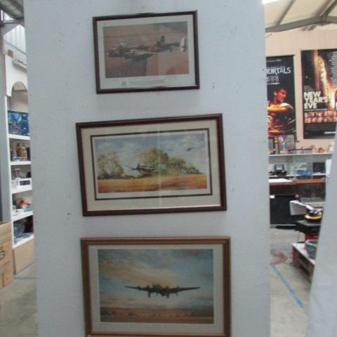 3 framed limited edition prints of aircraft- some signed