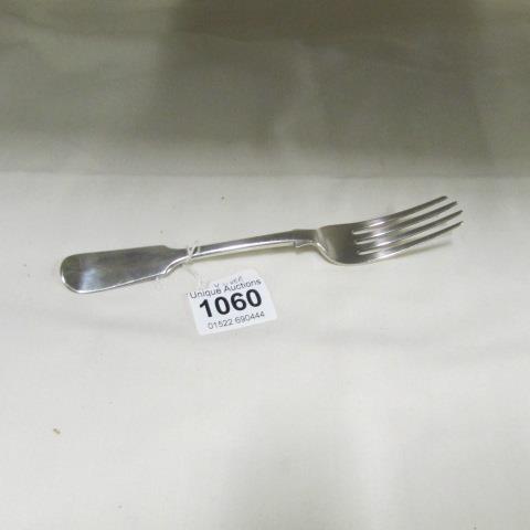 A silver fork HM London 1850, approximatley 70 gms