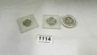 2 silver USA half dollars (1964 & 1968) and a silver 1964 quarter dollar