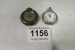2 ladies silver fob watches, a/f