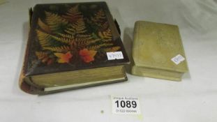 A Victorian photo album (spine a/f) and an unusual Victorian pottery 'Bible' with makers mark KB