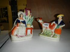 2 Staffordshire Figures inc Woman with Cow